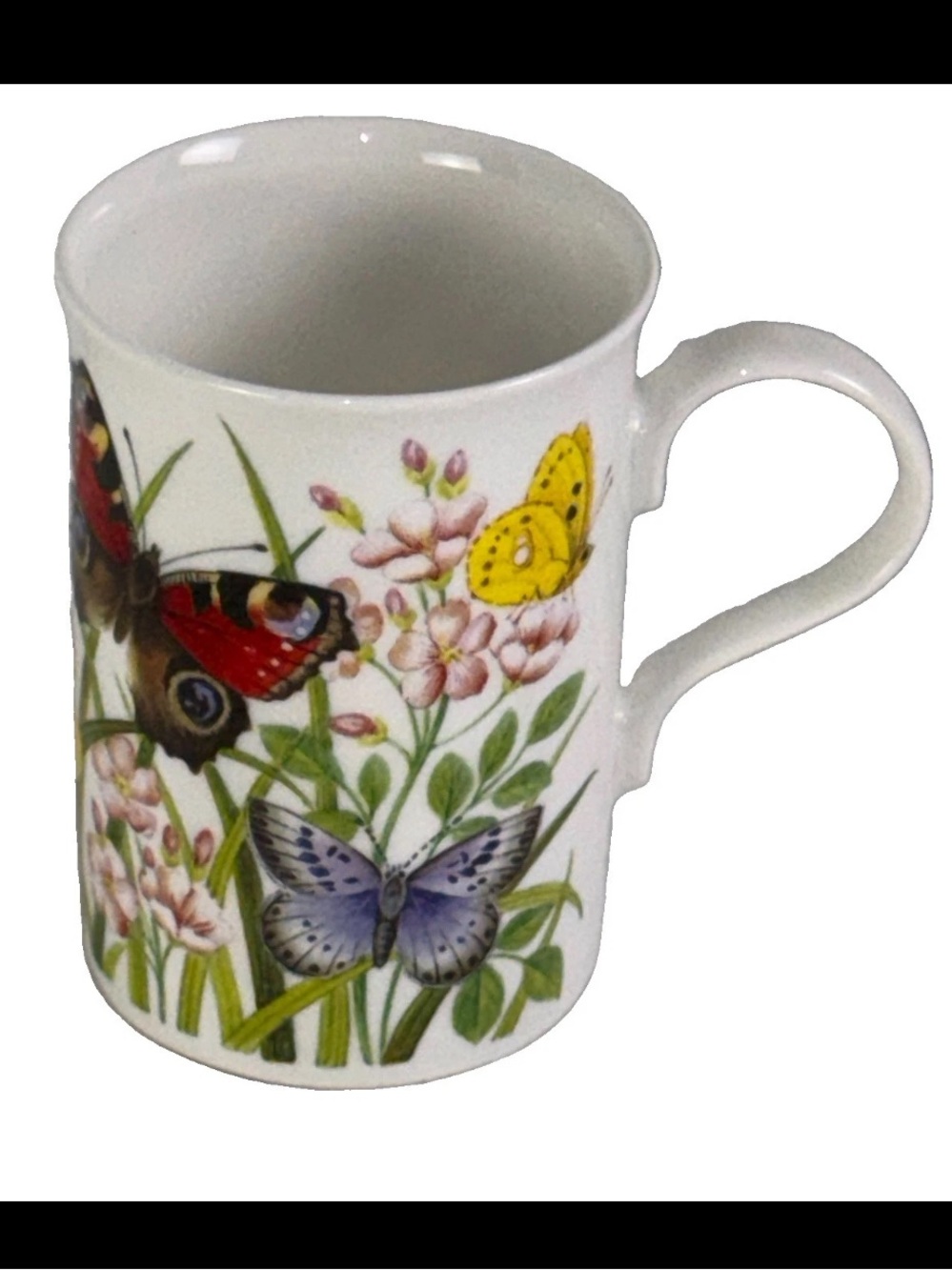 Lascelles Fine Bone China Botanical Butterflies Coffee Tea Mug Cup England EUC